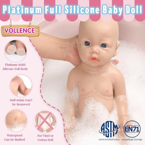 Amazon.com: Vollence 17 inch Full Body Silicone Dolls Boy  17 inch Full Body Platinum Silicone Bald Baby Dolls Boy Toys for Kids Toddlers